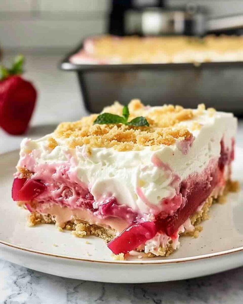 Layered Rhubarb Pudding Dessert