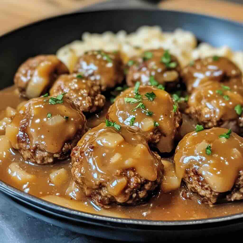 Salisbury Steak Meatballs with Mushroom Gravy